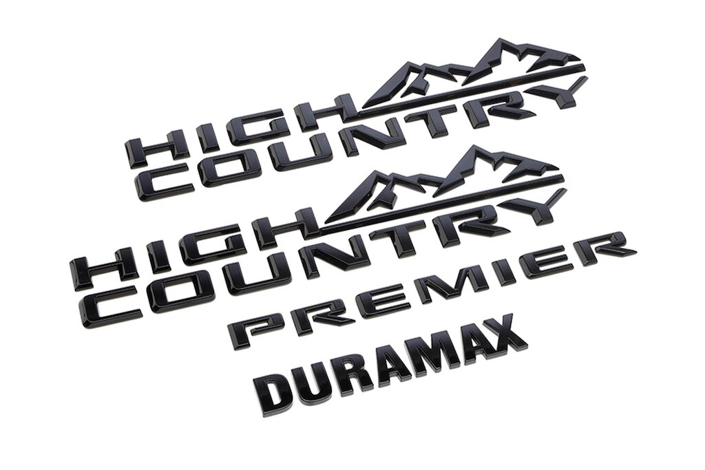 Emblemas HIGH COUNTRY, DURAMAX Y PREMIER en color negro para Chevrolet Tahoe 2024